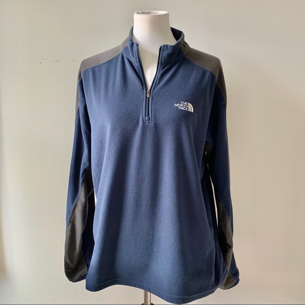 North Face TKA 100 Light Weight Blue Gray Long Sleeve Fleece Pullover Medium